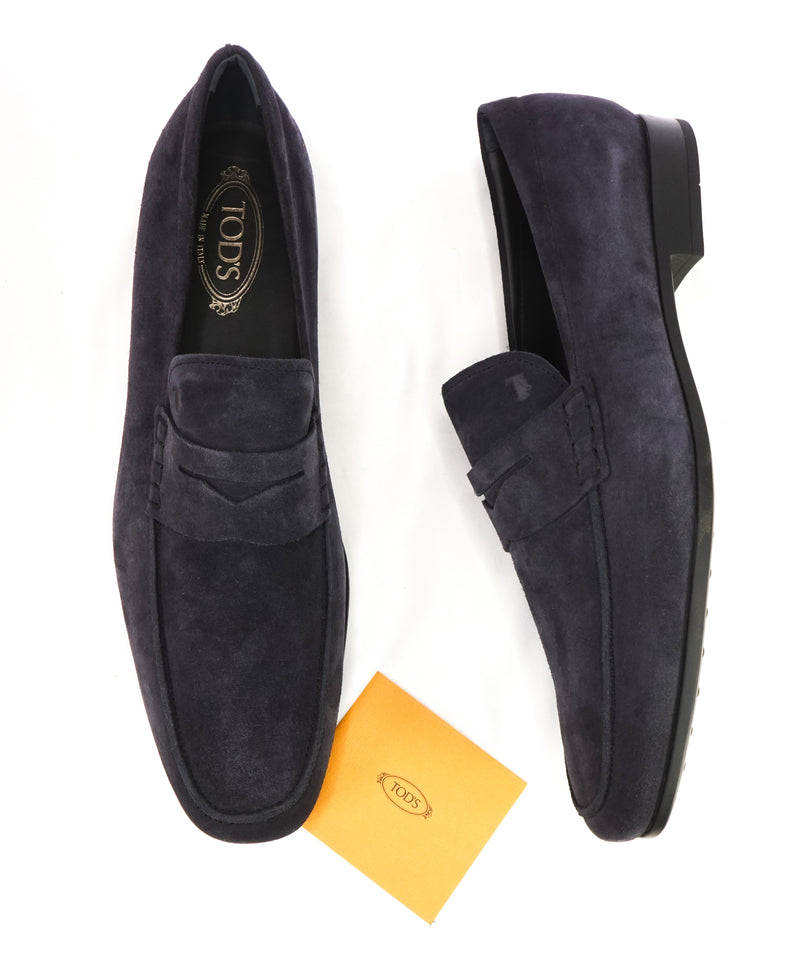 TOD’S - Blue Suede Gomma 85B Mocassino Logo Vamp - 13US