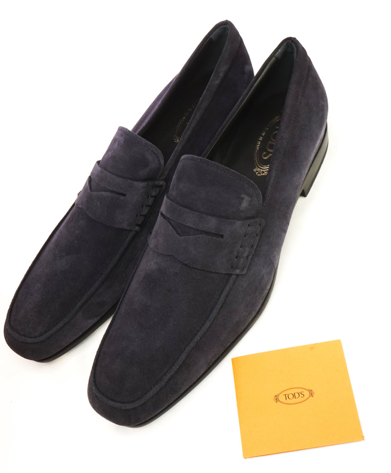 TOD’S - Blue Suede Gomma 85B Mocassino Logo Vamp - 13US