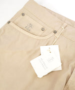 BRUNELLO CUCINELLI - Brown Logo 5-Pocket Leather Tag Cotton Pants - 36W