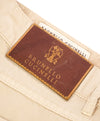 BRUNELLO CUCINELLI - Brown Logo 5-Pocket Leather Tag Cotton Pants - 36W