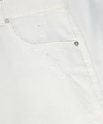 BRUNELLO CUCINELLI - Logo 5-Pocket White Distressed Jeans Leather Tag - 36W