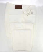 BRUNELLO CUCINELLI - Logo 5-Pocket White Distressed Jeans Leather Tag - 38W