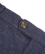 BRUNELLO CUCINELLI - Blue Melange Flannel Flat Front Dress Pants - 40W