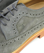 TOD’S - Gray Brogue Wingtip Suede Oxfords W Logo And Contrast Sole - 11US