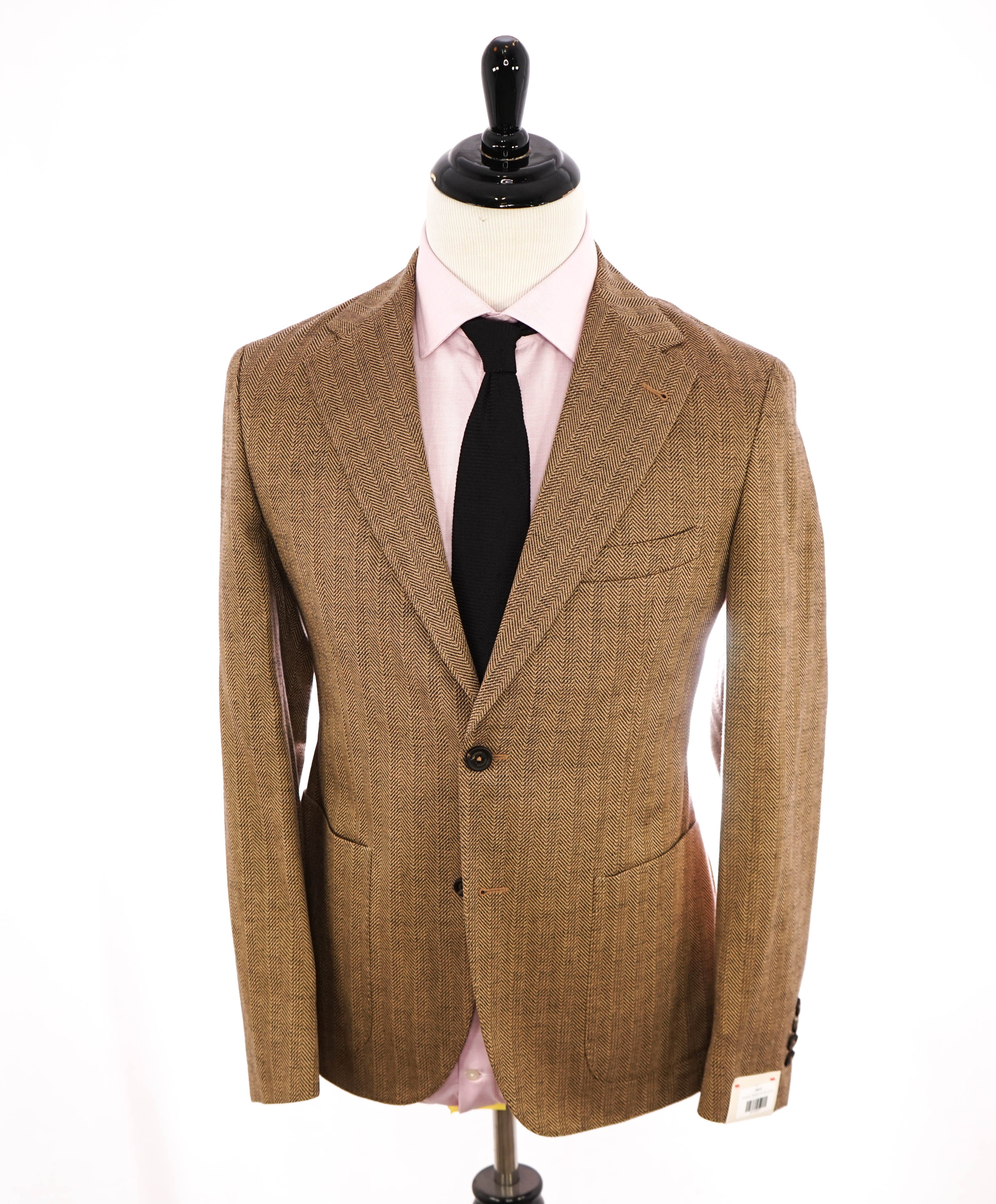 ELEVENTY - Cotton Blend Brown Herringbone Semi-Lined Jacket Blazer - 40 (50 EU)