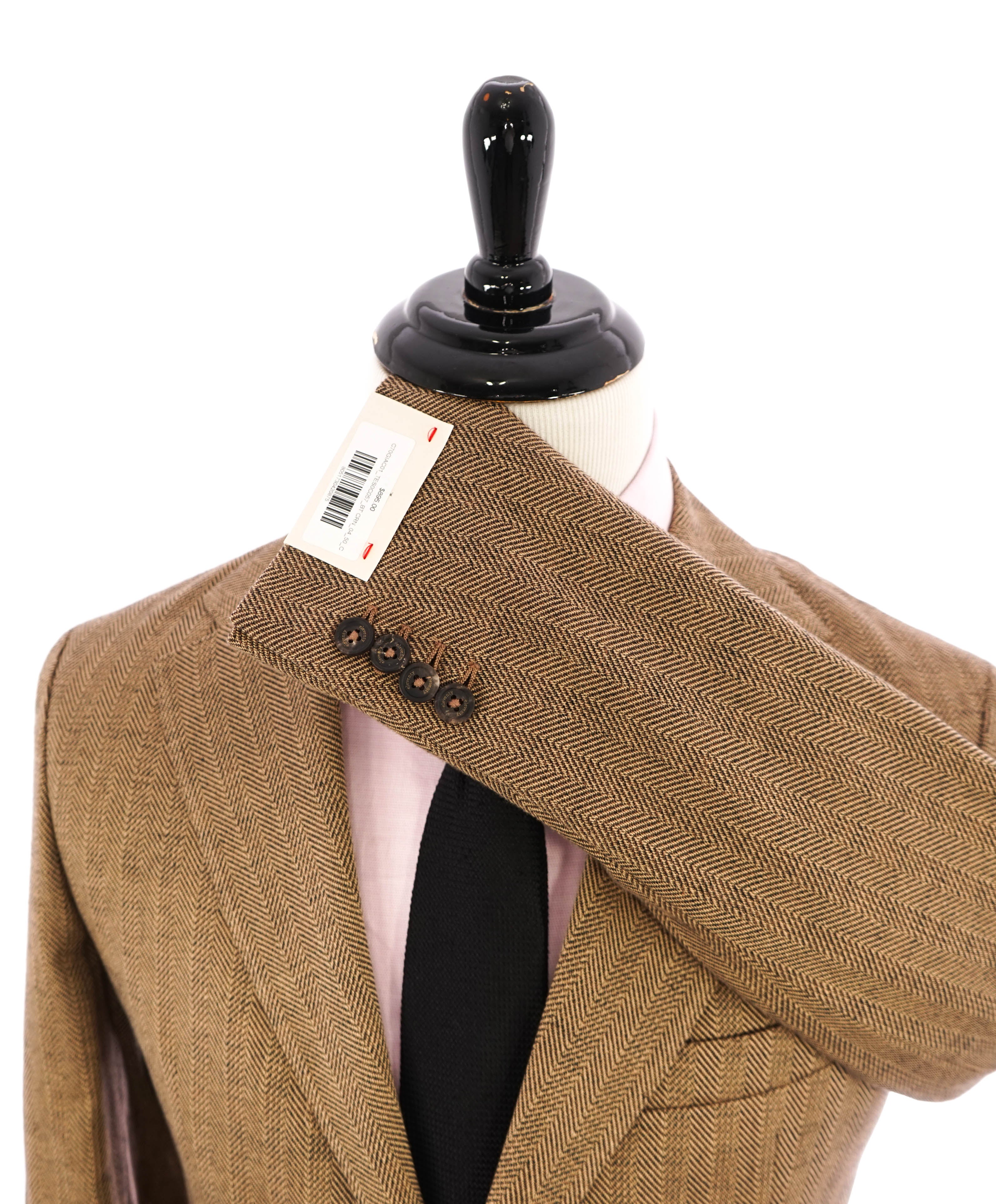ELEVENTY - Cotton Blend Brown Herringbone Semi-Lined Jacket Blazer - 40 (50 EU)