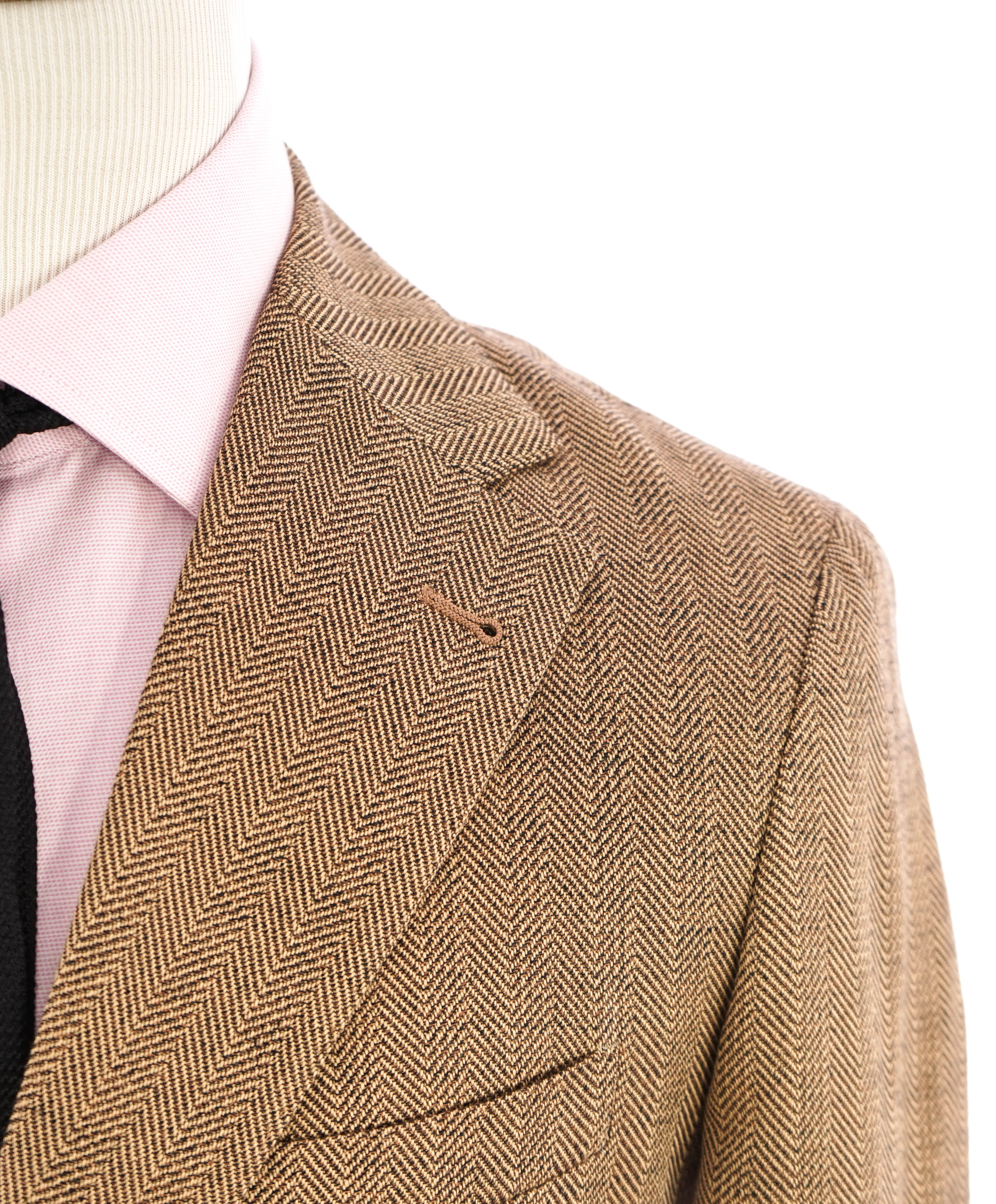 ELEVENTY - Cotton Blend Brown Herringbone Semi-Lined Jacket Blazer - 40 (50 EU)