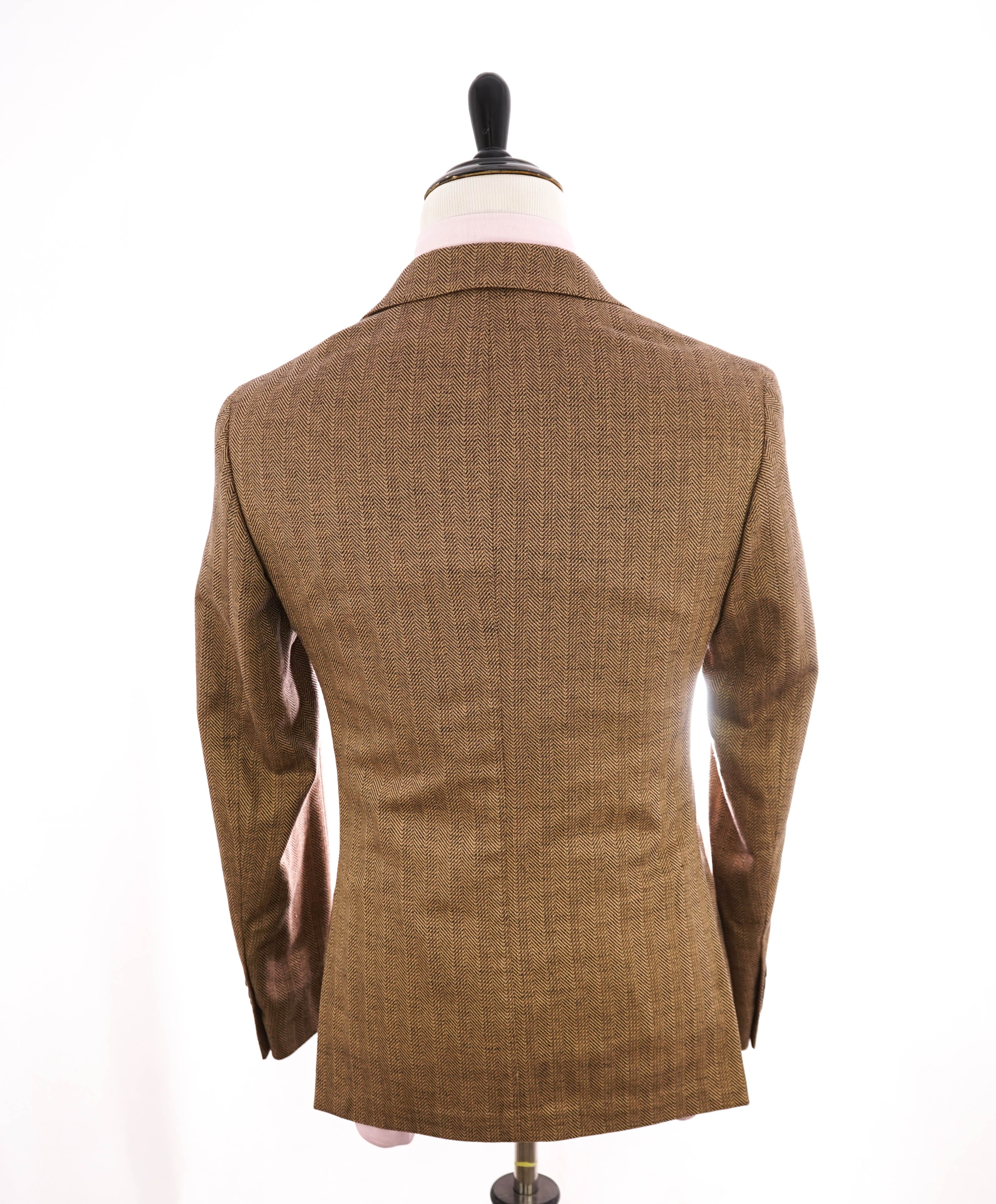 ELEVENTY - Cotton Blend Brown Herringbone Semi-Lined Jacket Blazer - 40 (50 EU)