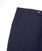 ELEVENTY - Solid Navy With Horn Button Flat Front Dress Pants - 39W