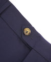 ELEVENTY - Solid Navy With Horn Button Flat Front Dress Pants - 39W