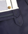 ELEVENTY - Solid Navy With Horn Button Flat Front Dress Pants - 37W