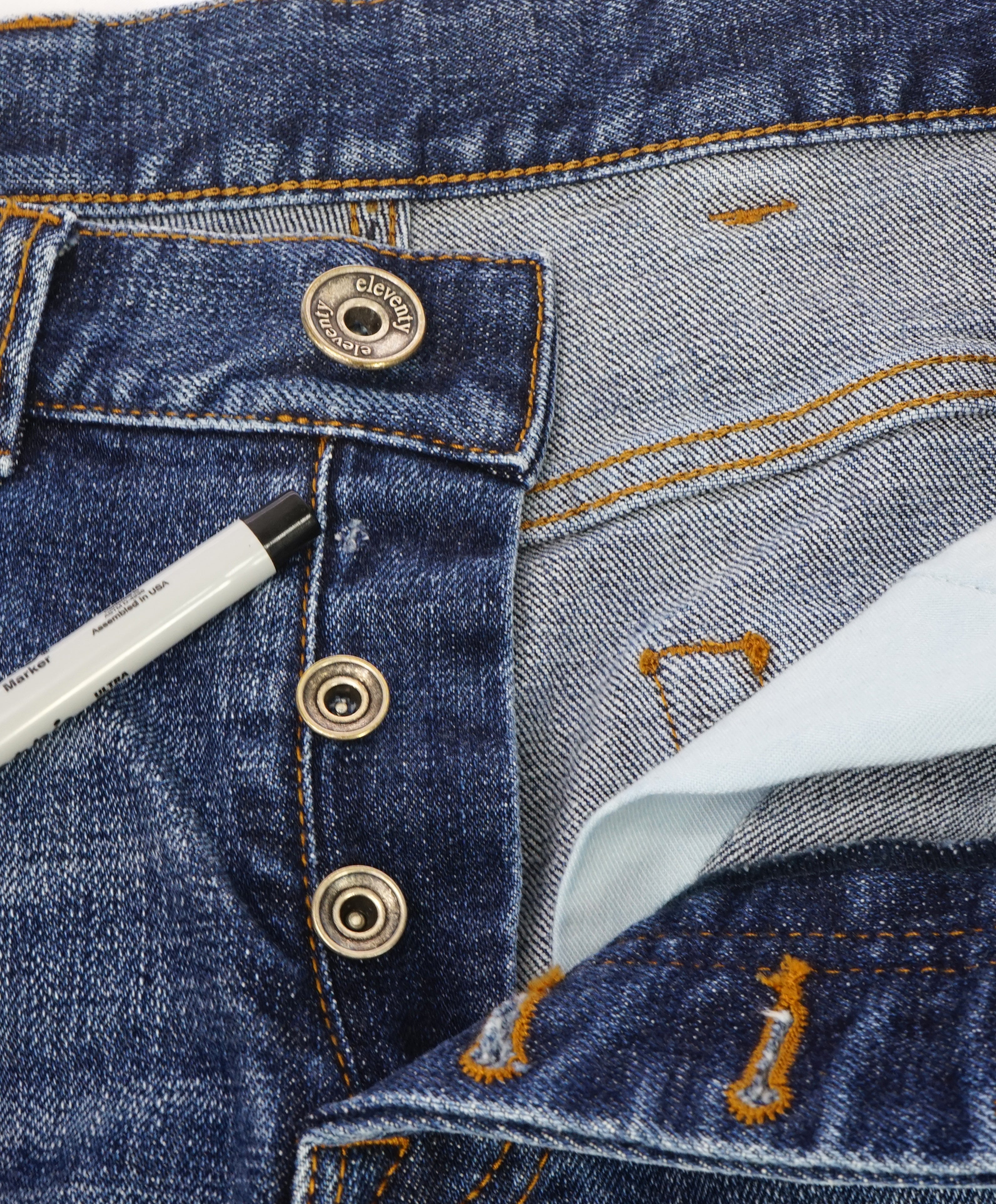 ELEVENTY - Premium Button Fly Blue Jeans W Logo Details - 32W
