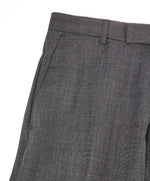 Z ZEGNA - Gray Textured Pindot "Slim" Flat Front Dress Pants - 32W