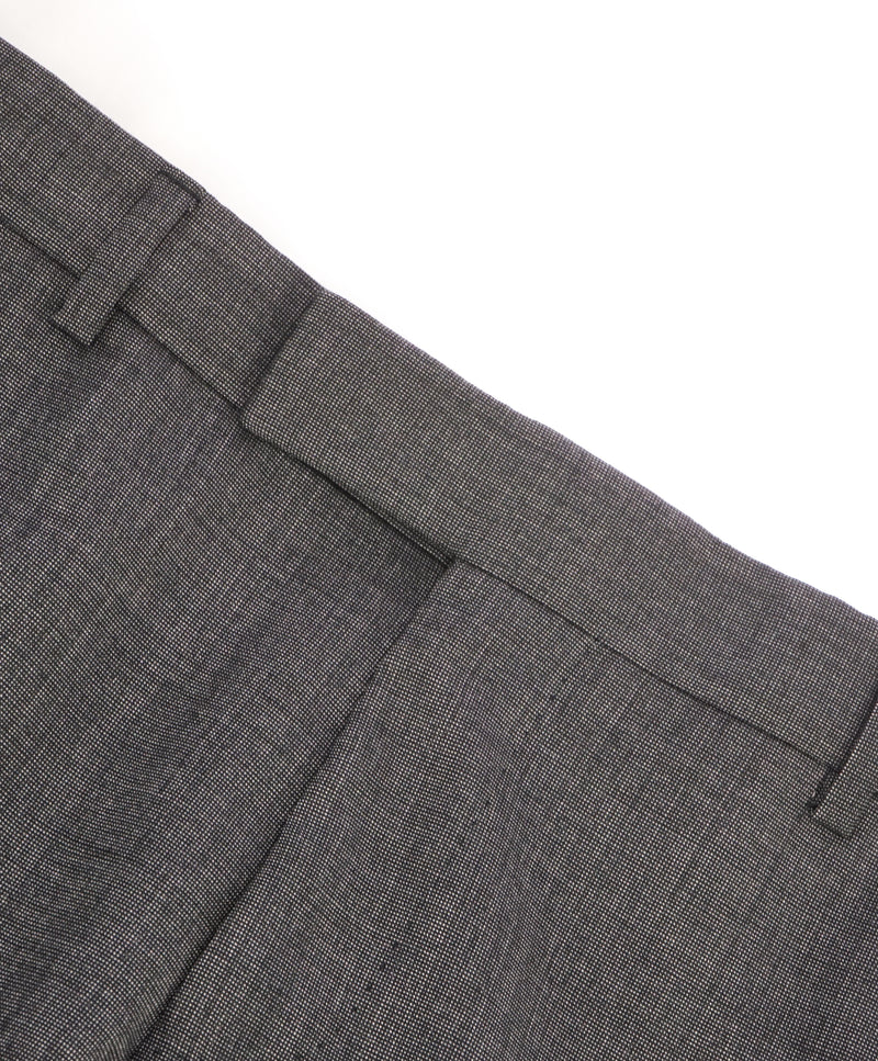 Z ZEGNA - Gray Textured Pindot "Slim" Flat Front Dress Pants - 32W