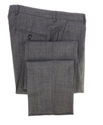 Z ZEGNA - Gray Textured Pindot "Slim" Flat Front Dress Pants - 32W