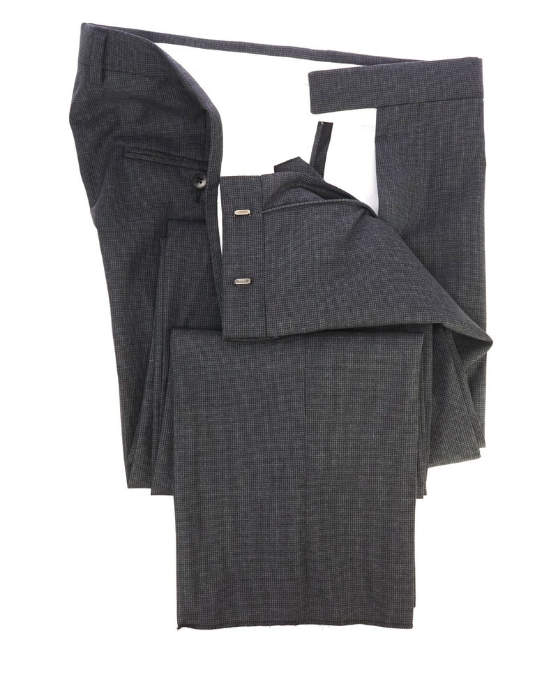 Z ZEGNA - Gray Houndstooth "Slim" Flat Front Dress Pants - 32W