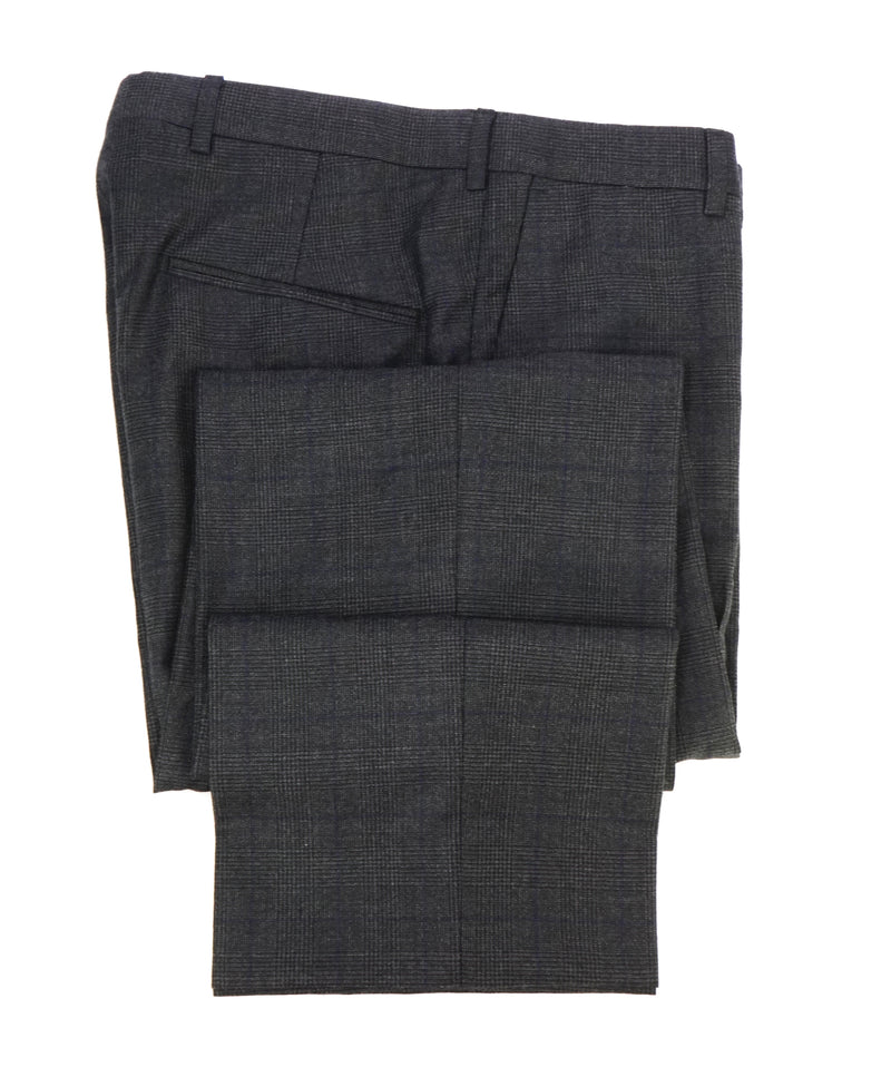 Z ZEGNA - Blue & Gray Prince of Wales Check Flannel Flat Front Dress Pants - 33W