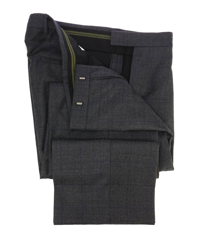 Z ZEGNA - Blue & Gray Prince of Wales Check Flannel Flat Front Dress Pants - 33W