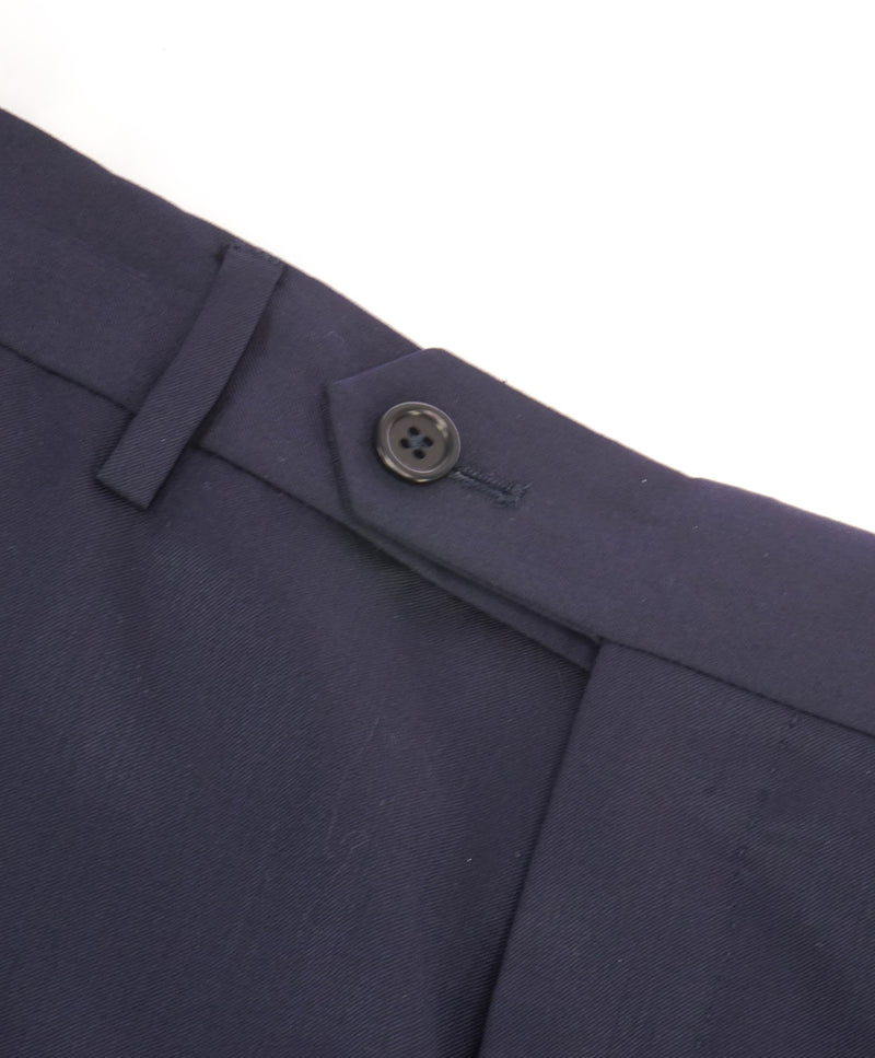 SAKS FIFTH AVE - Navy Wool & Silk MADE IN ITALY Blue Flat Front Dress Pants -  30W