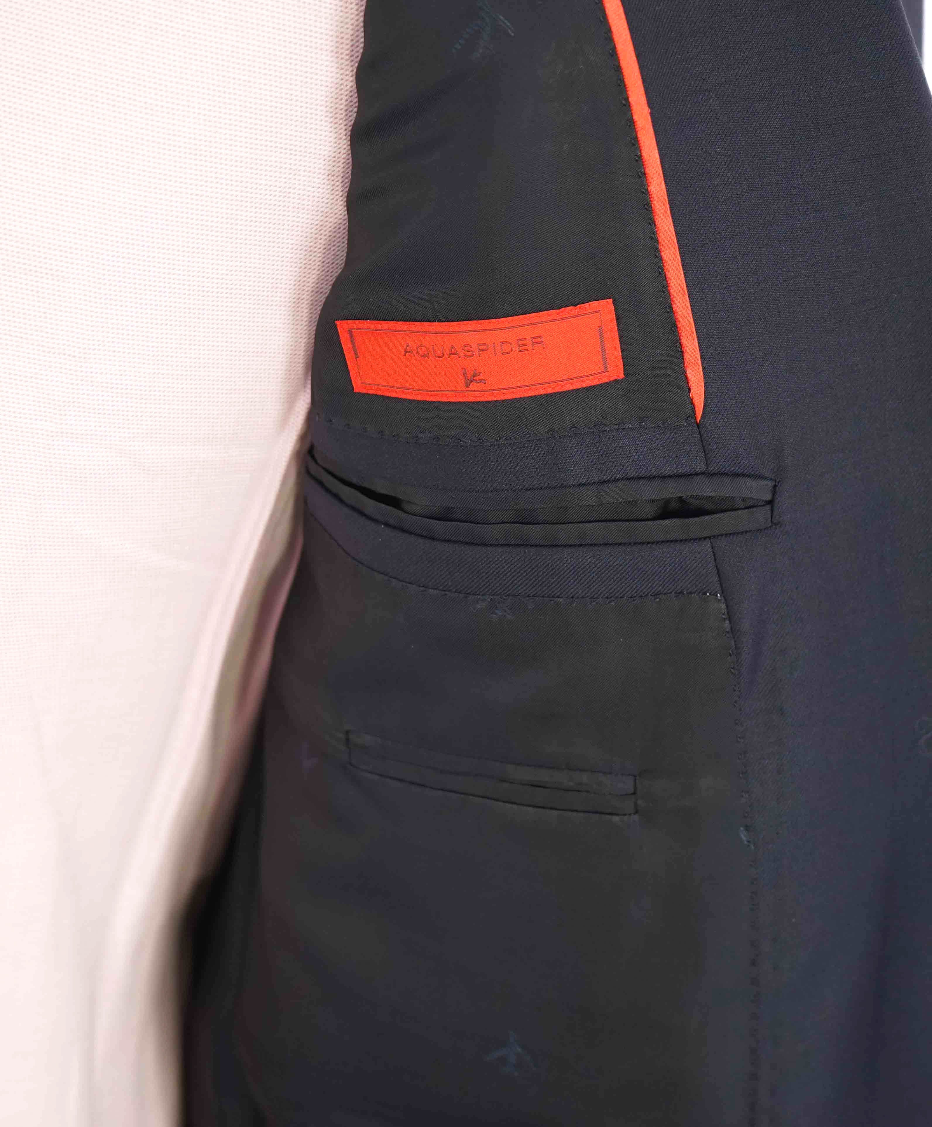 $3,750 ISAIA - Navy Blue "AQUASPIDER" *CLOSET STAPLE* Coral Pin Suit - 40S