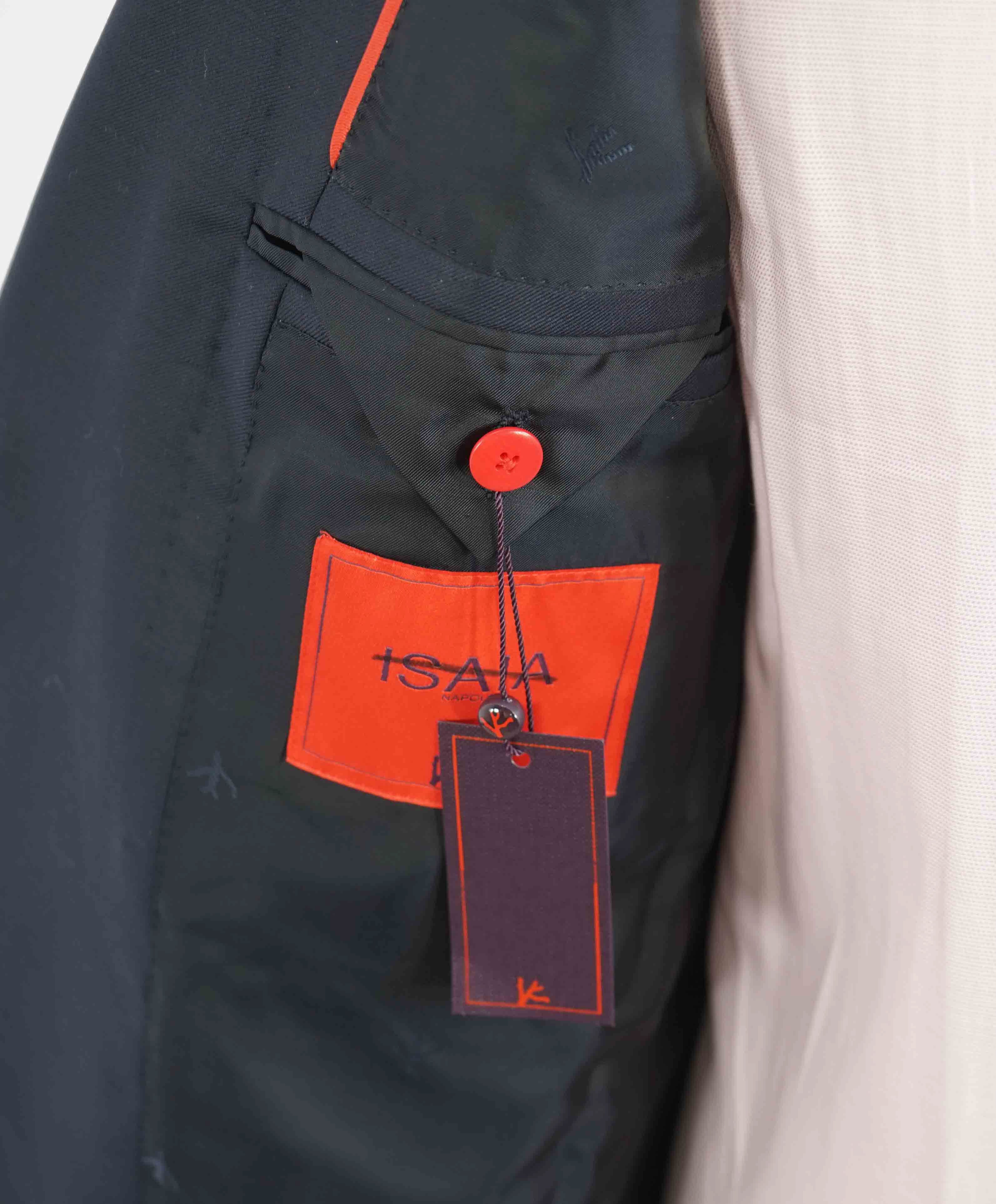 $3,750 ISAIA - Navy Blue "AQUASPIDER" *CLOSET STAPLE* Coral Pin Suit - 40S