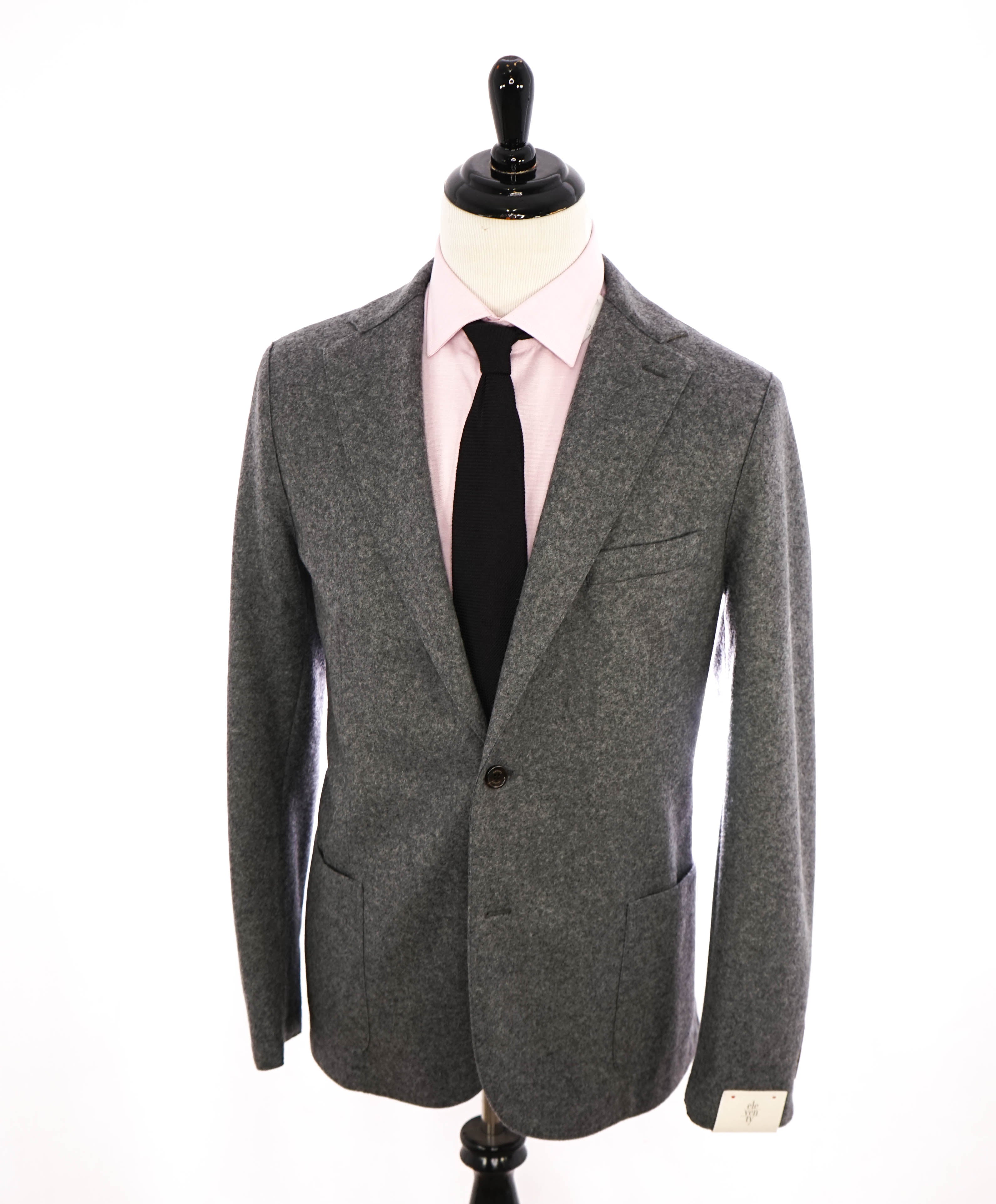 ELEVENTY - Wool & Suede Gray Flannel Unstructured Soft Jacket - 46 (56EU)