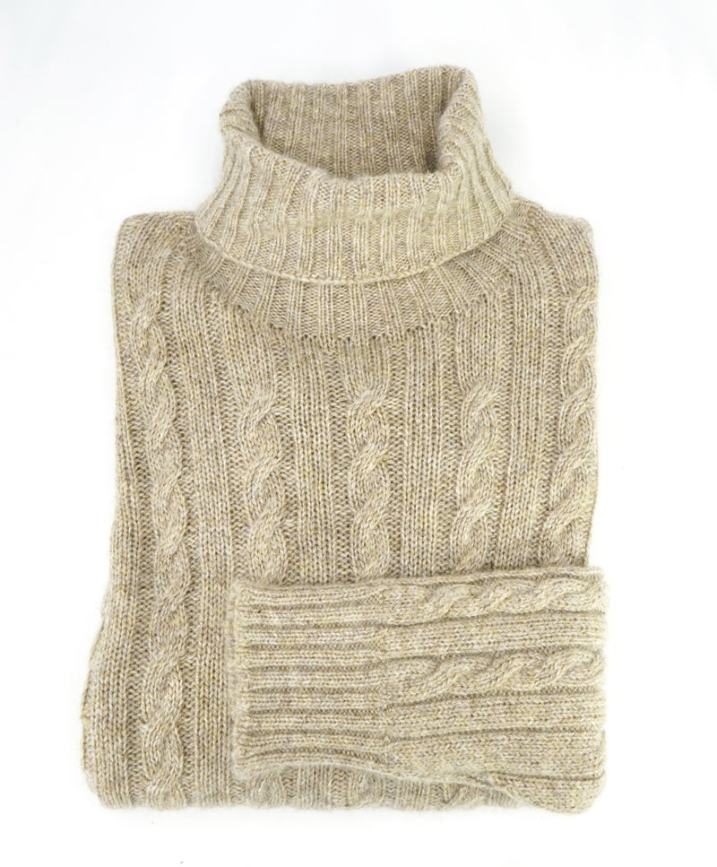 ISAIA - PURE CASHMERE Cable Knit Turtleneck Sweater - XL
