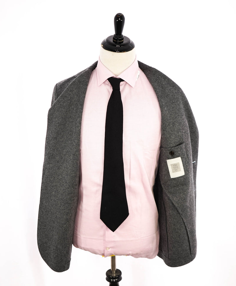 ELEVENTY - Wool & Suede Gray Flannel Unstructured Soft Jacket - 46 (56EU)