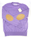 BRUNELLO CUCINELLI - CASHMERE & SUEDE Blend Purple Crewneck Sweater - S(48)