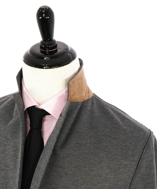 ELEVENTY - Cotton & Suede Gray Woven Unstructured Soft Jacket Blazer - 46 (56EU)