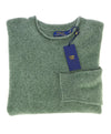 RALPH LAUREN - PURE CASHMERE Green Slub Collar Crewneck Sweater - M