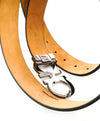 SALVATORE FERRAGAMO - Gloss Finish Black Gancini Buckle Leather Belt - 44W