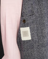 ELEVENTY - Blue Herringbone Suede Detail Logo Button Coat - 46R (56 EU)