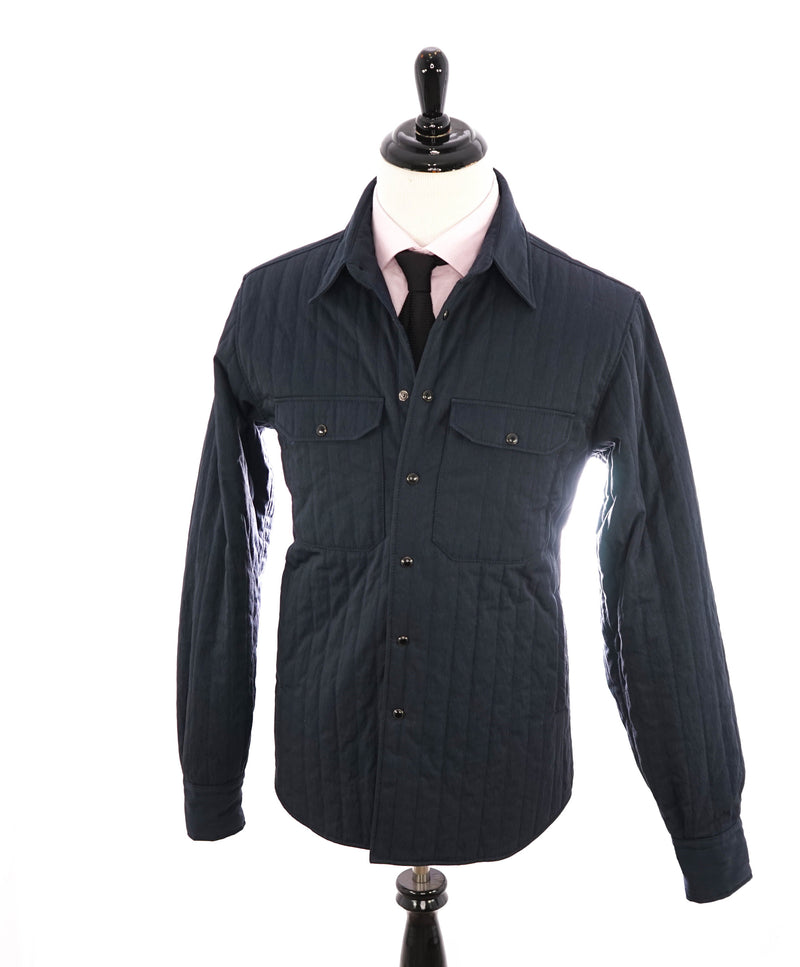 ELEVENTY PLATINUM - Navy Blue Snap Cotton Blend Shirt Jacket Coat - L