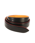 CORTHAY - "ARCA" Red Trim Black Leather Belt Strap - 120CM