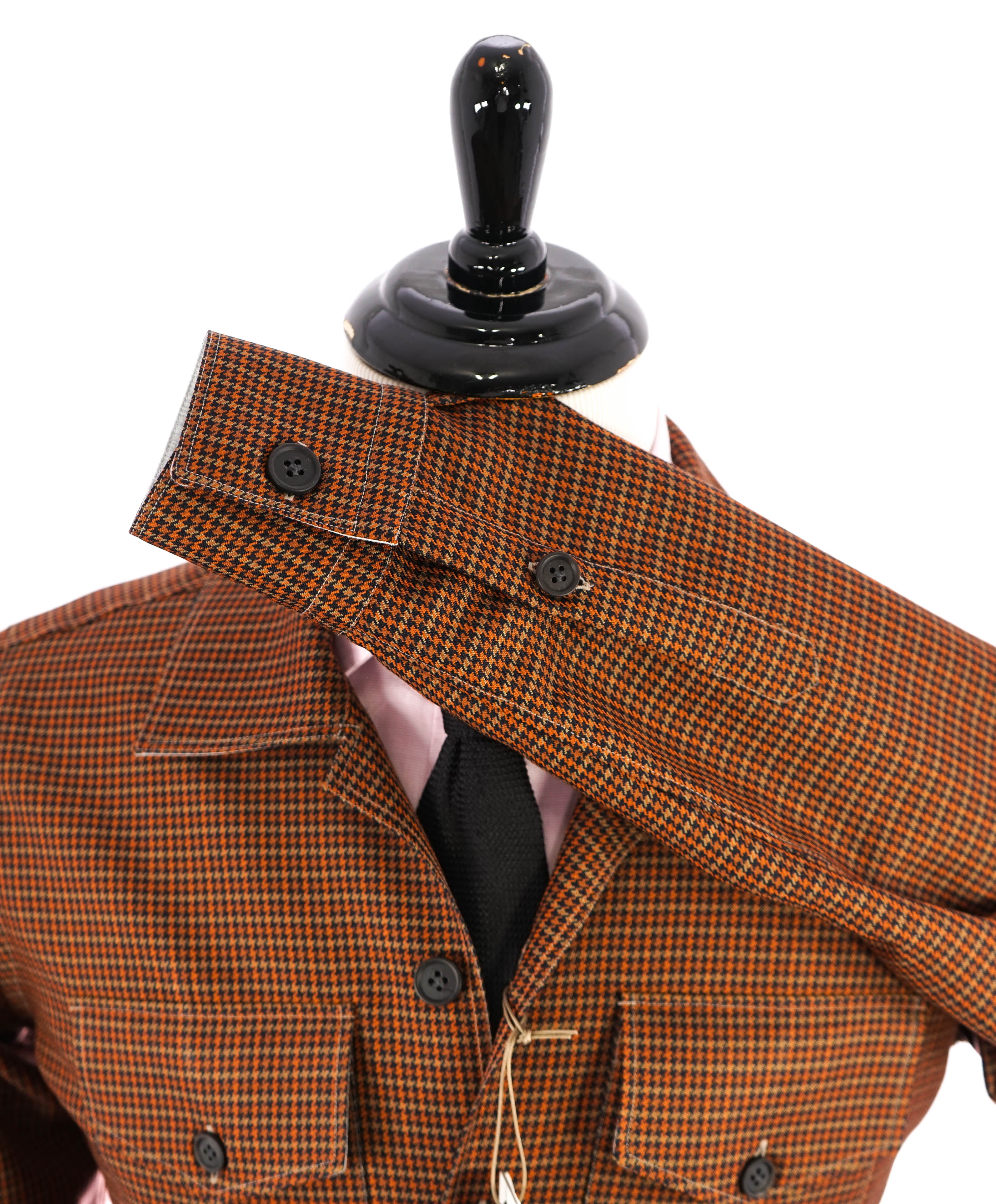 ELEVENTY PLATINUM - Red / Orange Houndstooth Wool Blend Shirt Jacket Coat - M