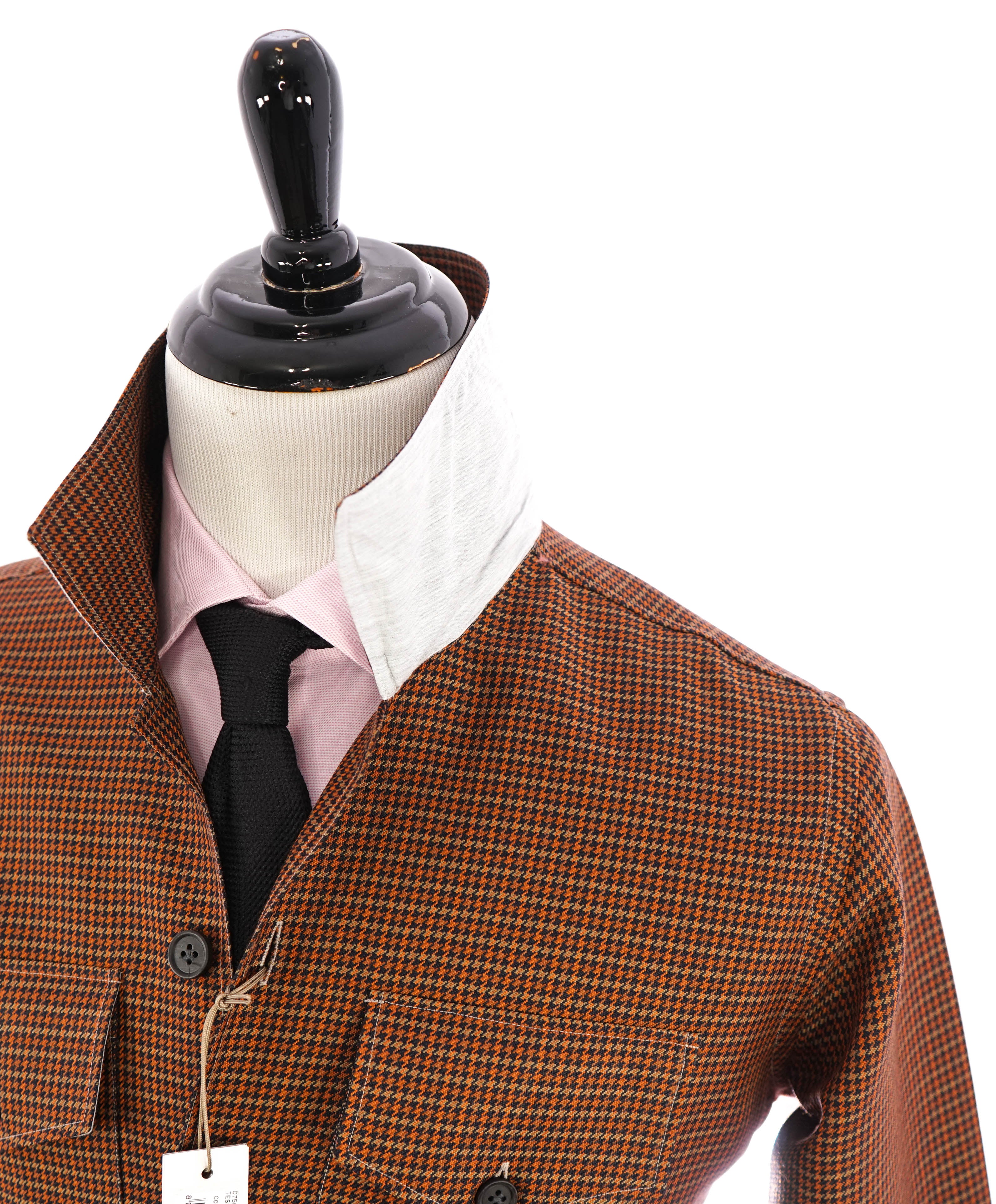 ELEVENTY PLATINUM - Red / Orange Houndstooth Wool Blend Shirt Jacket Coat - M