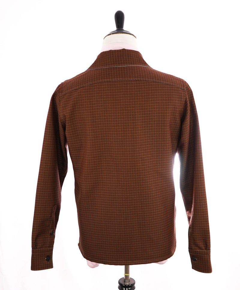 ELEVENTY PLATINUM - Red / Orange Houndstooth Wool Blend Shirt Jacket Coat - M