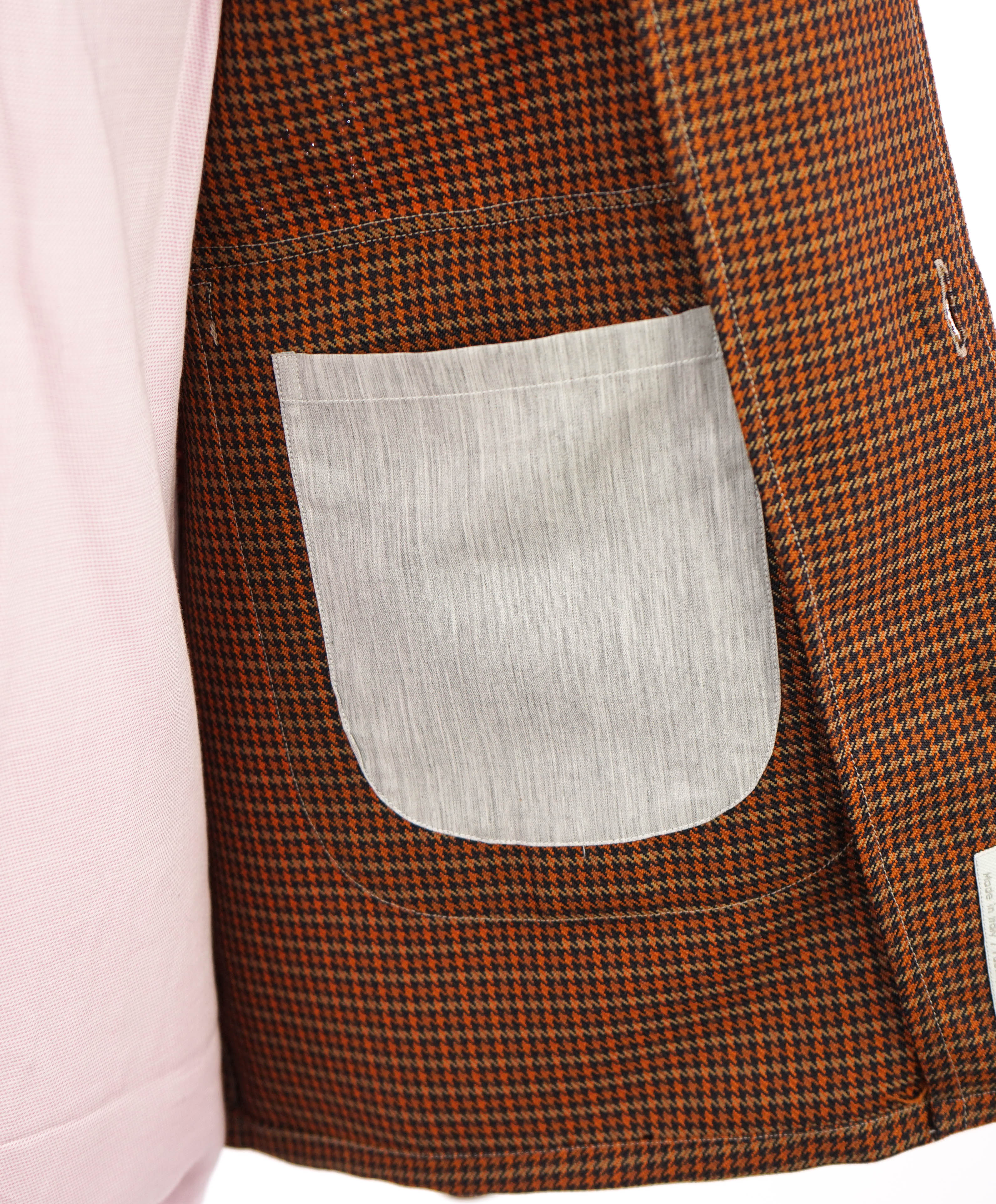 ELEVENTY PLATINUM - Red / Orange Houndstooth Wool Blend Shirt Jacket Coat - M