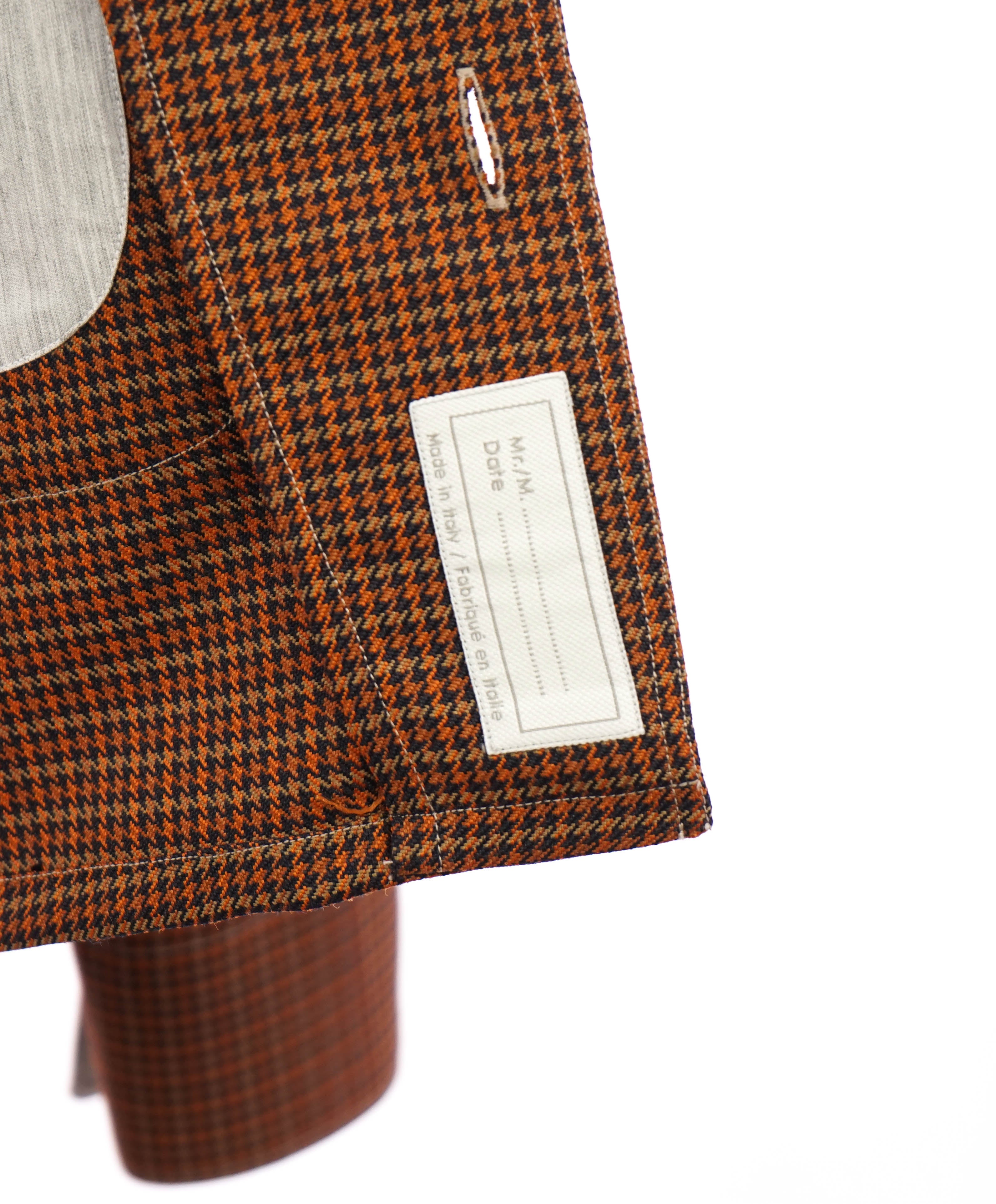 ELEVENTY PLATINUM - Red / Orange Houndstooth Wool Blend Shirt Jacket Coat - M