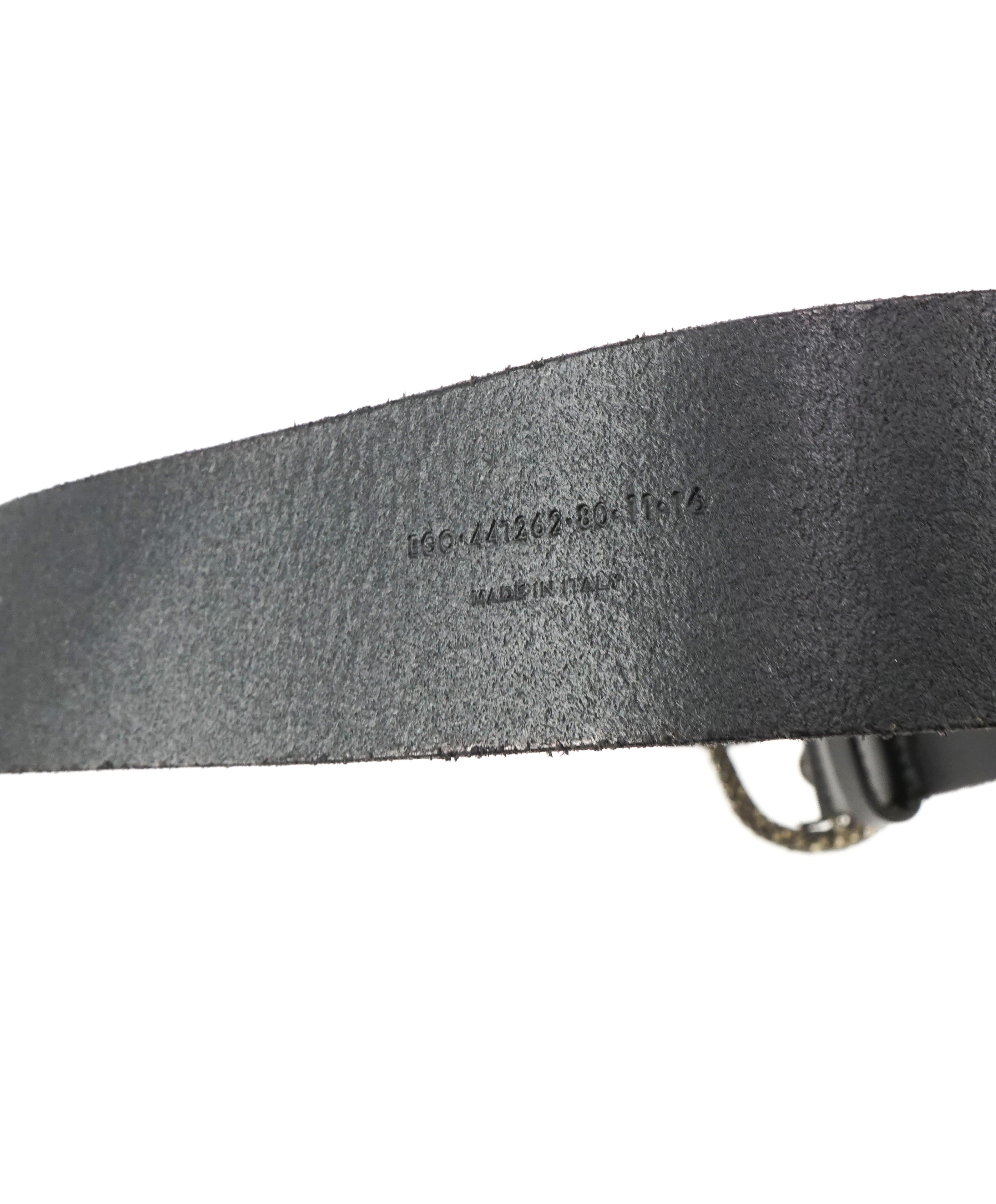 YVES SAINT LAURENT - YSL Black Distressed Leather SERPENT BUCKLE Belt -32W (80)
