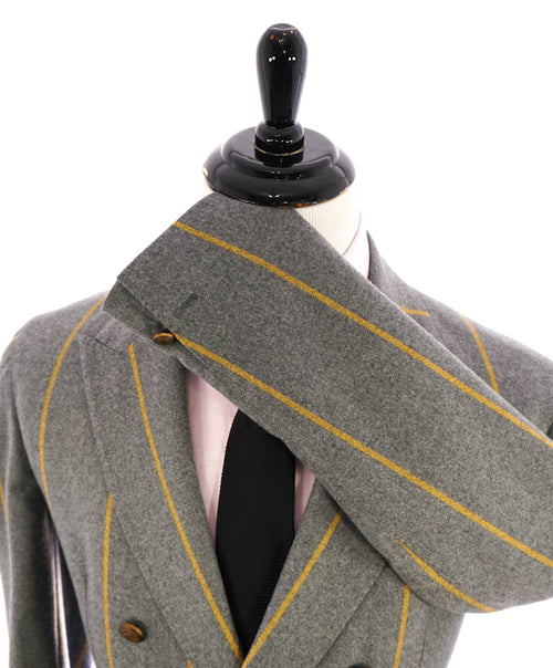 ELEVENTY - Gray/Yellow Bold Stripe Double Breasted Semi-Lined Blazer - 40 (50 EU)