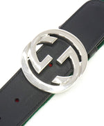 GUCCI - Interlocking GG Belt Leather & Red/Green Web - 32W (80CM)