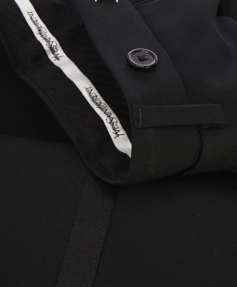 YVES SAINT LAURENT - Black Tux Side Stripe Wool Super 120’s Dress Pants - 35W