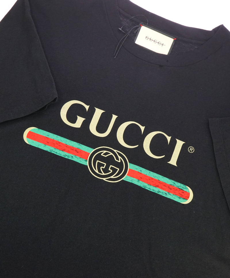GUCCI - 1980 Vintage Style Oversize T-shirt with Gucci logo  - L (Oversized)
