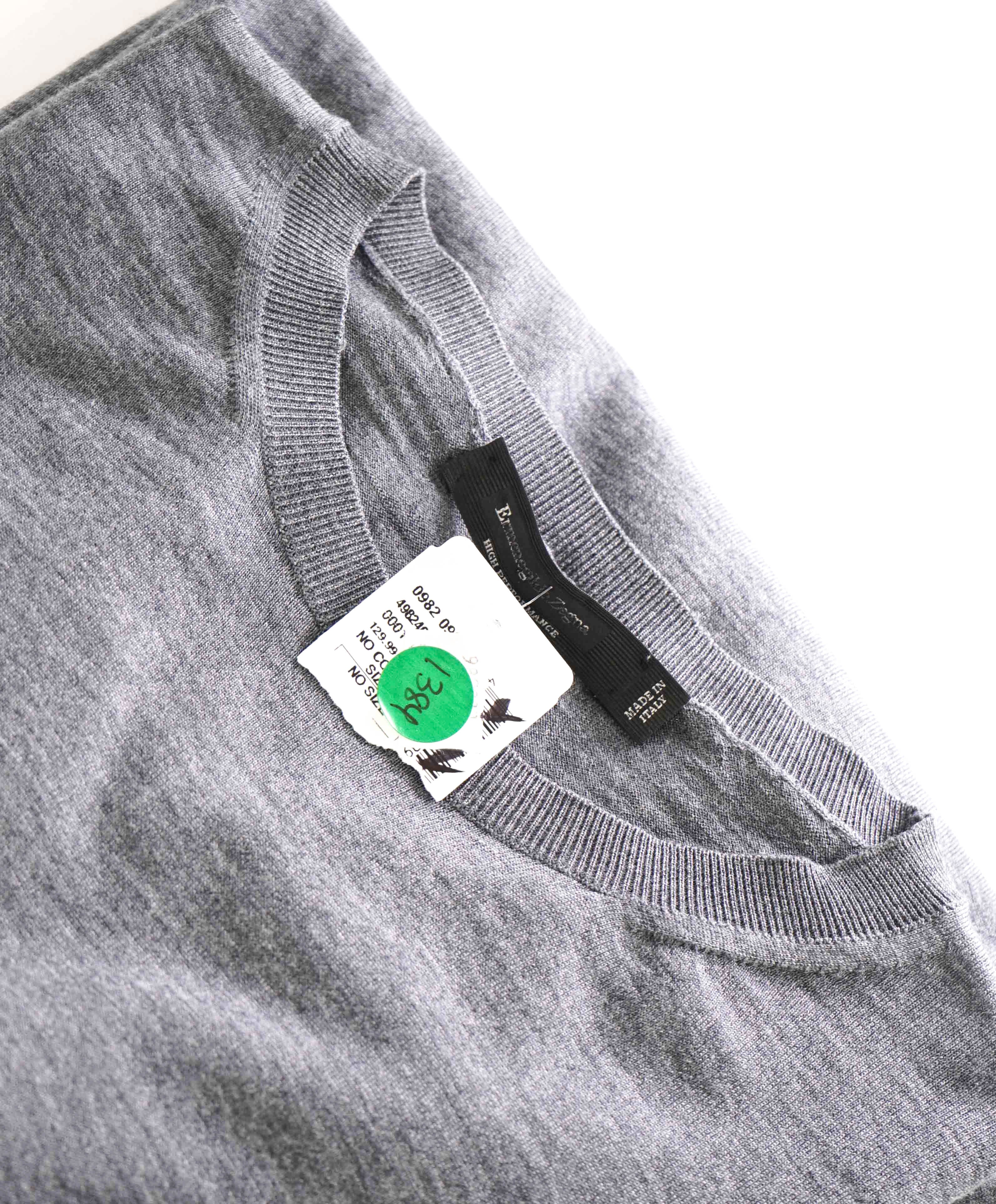 $1,295 ERMENEGILDO ZEGNA -*HIGH PERFORMANCE* Gray Crew Sweater- 3XL 46