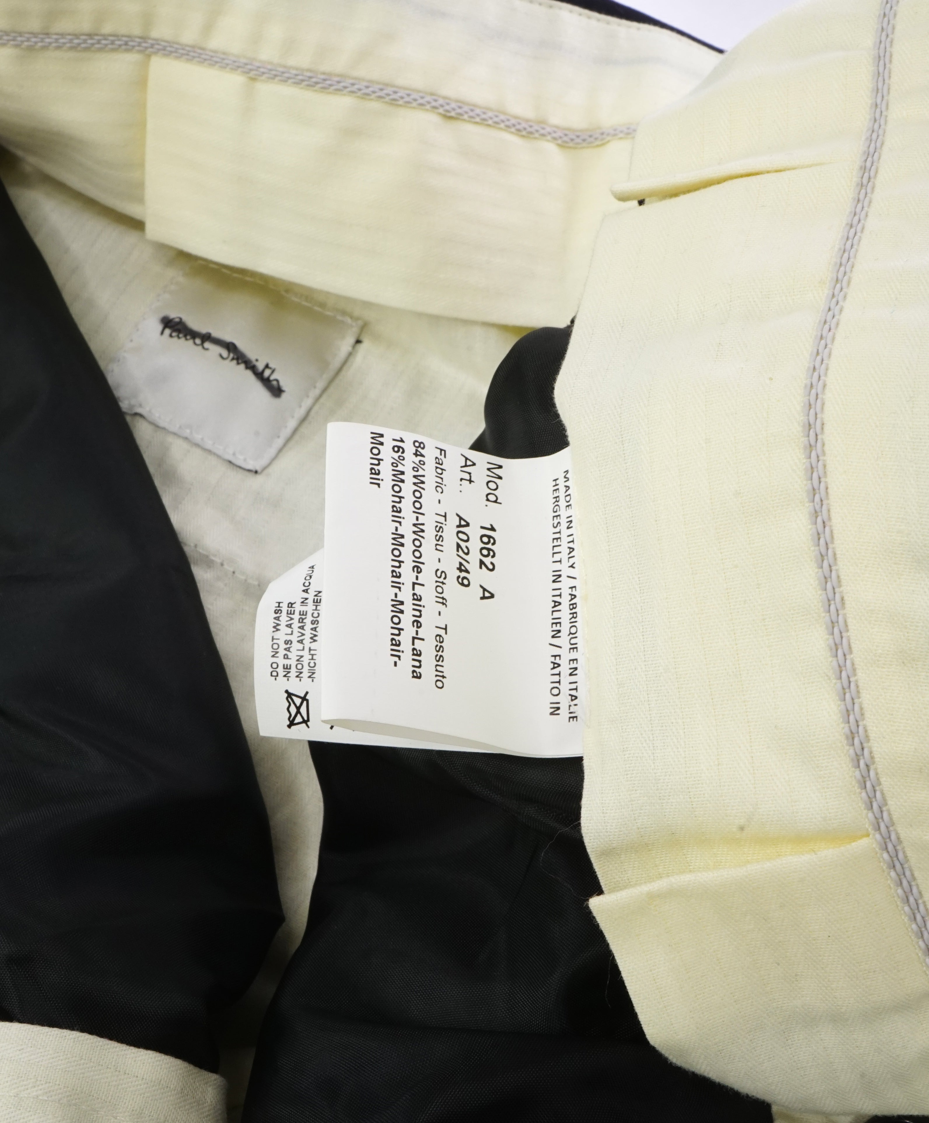 PAUL SMITH - GOLD SIDE-TABS Navy Blue Tux Stripe Wool & Mohair Pants -  31W