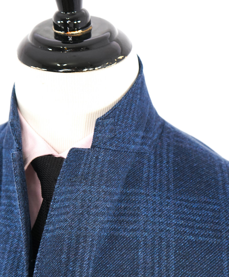 ELEVENTY - Blue Plaid Check Cotton Blend Contrast Button Blazer - 42 (52 EU)