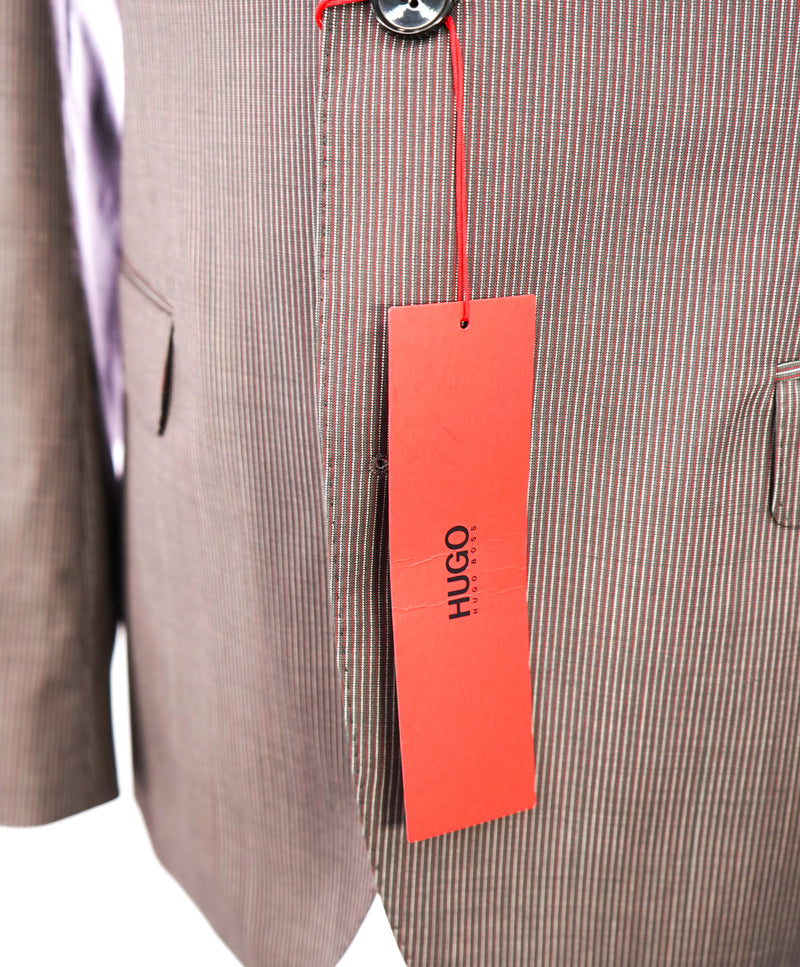 HUGO BOSS - HUGO Slim Micro Red Stripe Biella Italy Fabric Suit - 44R