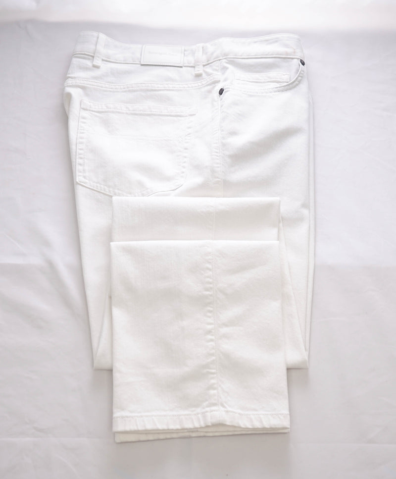 ERMENEGILDO ZEGNA - White 5-Pocket Jeans Logo Detailing  - 36W